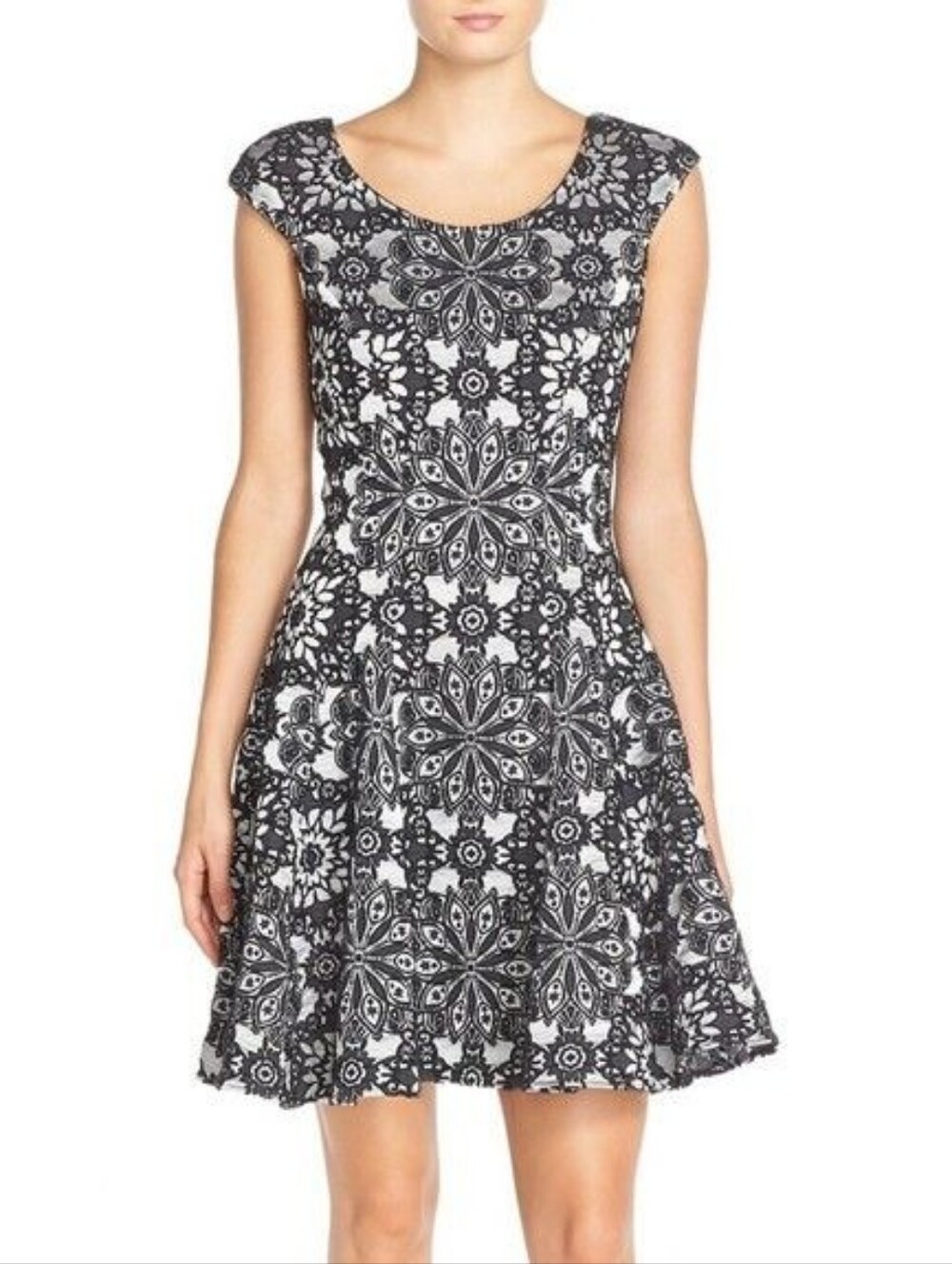 Betsey Johnson Black And Silver Fit And Flare Dress Size 6